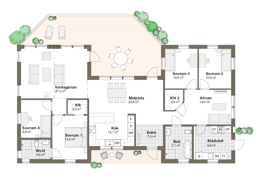 Planlösning 2T spegelvänd Villa Grimsholmen